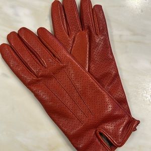 Italian Red leather gloves, size 7